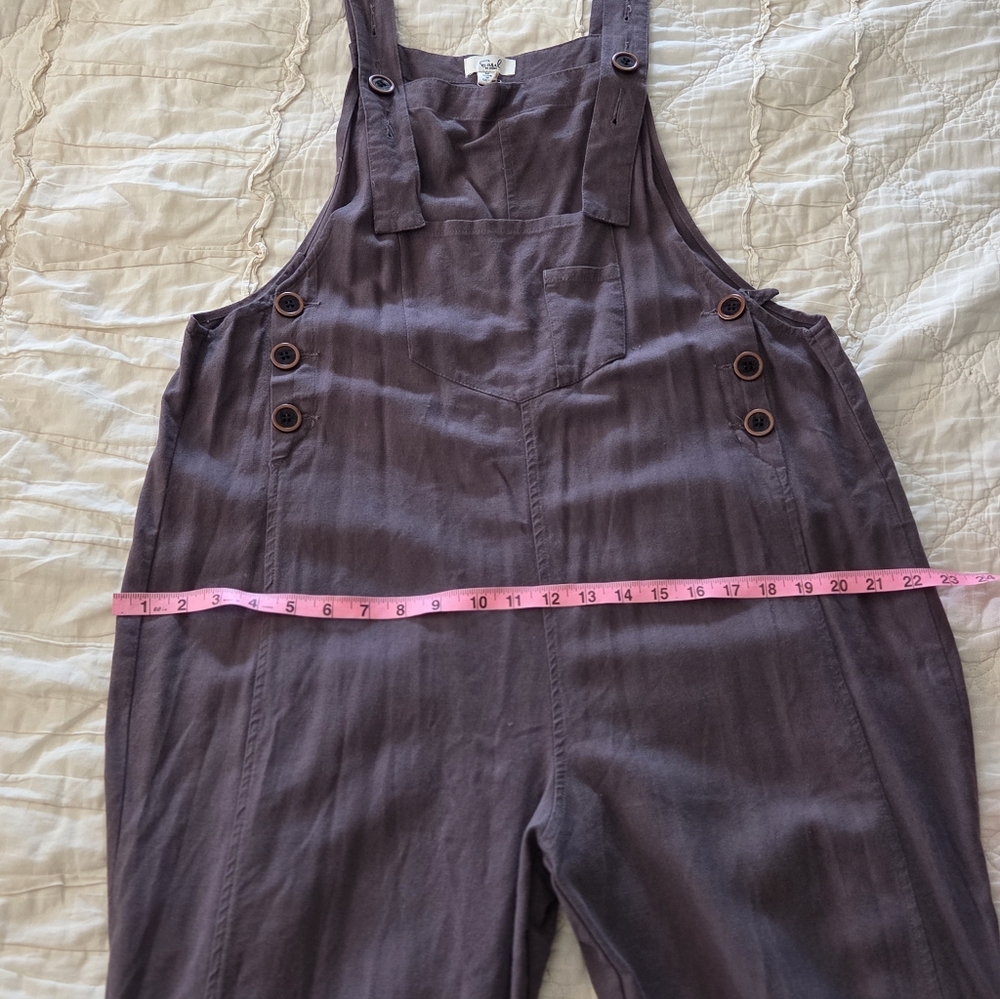 Easel Los Angeles ash brown gray oversized linen blend overalls M nwt - Picture 9 of 9